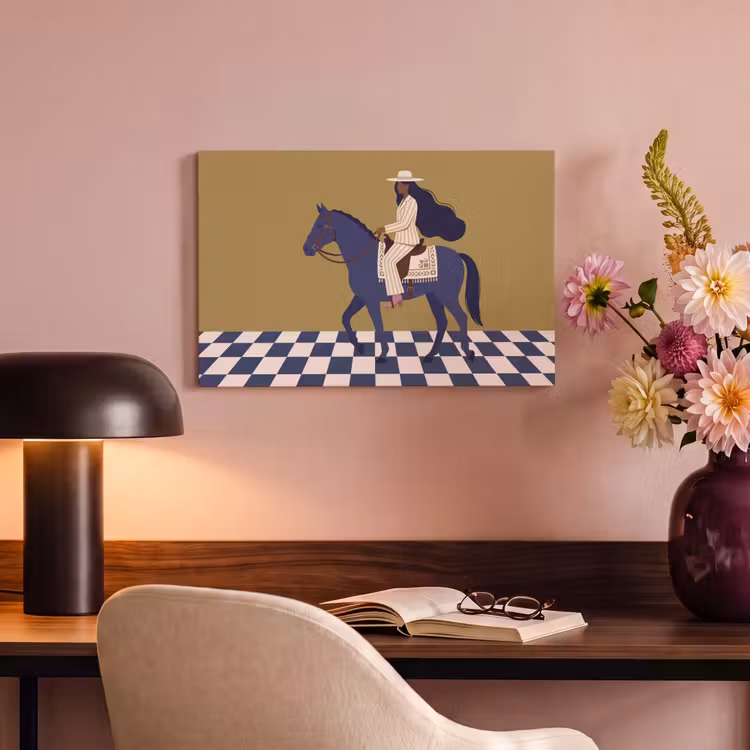 Vrouw - Paard - Rijden - Modern - Abstract canvas 2cm klein -sfeer4
