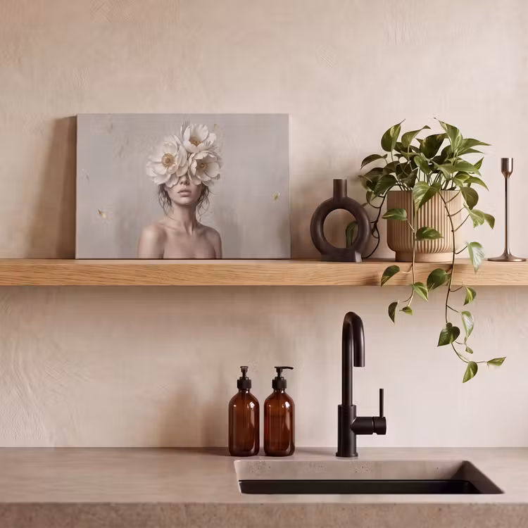 Vrouw - Pioenroos - Wit canvas 2cm klein -sfeer3