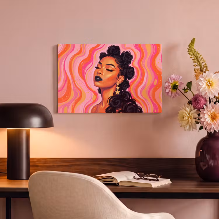 Vrouw - Portret - Abstract - Kleurrijk - Roze canvas 2cm klein -sfeer4