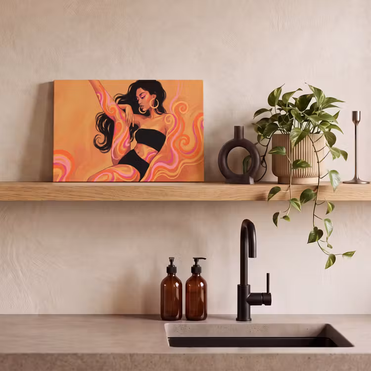 Vrouw - Portret - Abstract - Modern - Kleurrijk canvas 2cm klein -sfeer3