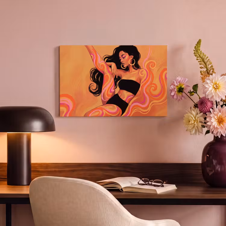 Vrouw - Portret - Abstract - Modern - Kleurrijk canvas 2cm klein -sfeer4