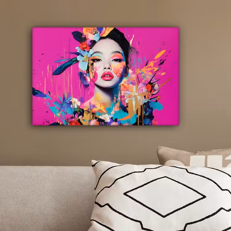 Vrouw - Portret - Abstract - Paars canvas 2cm klein -sfeer3