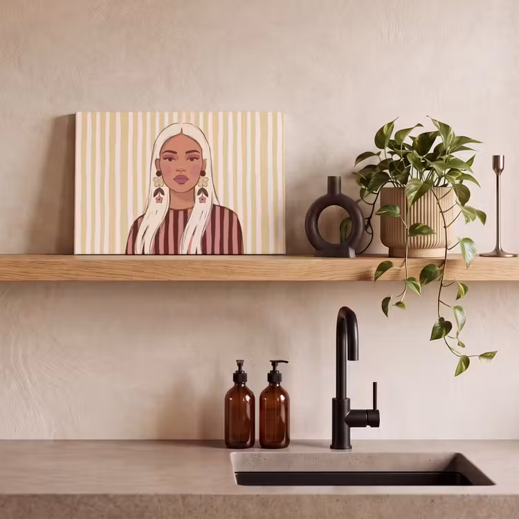 Vrouw - Portret - Illustratie - Modern - Roze canvas 2cm klein -sfeer3
