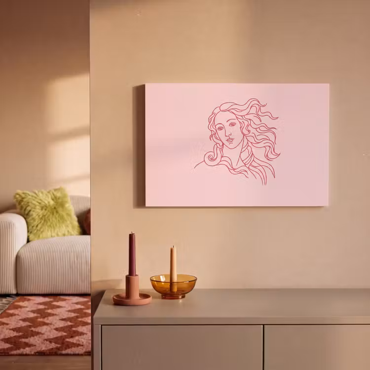 Vrouw - Portret - Klassiek - Line-art - Roze canvas 2cm klein -sfeer1
