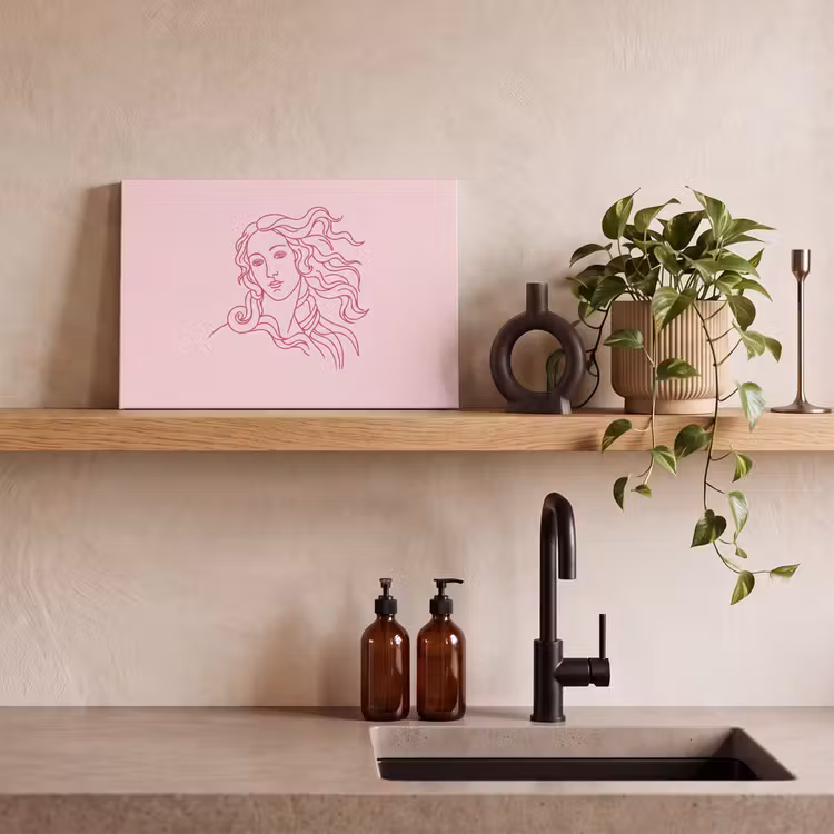 Vrouw - Portret - Klassiek - Line-art - Roze canvas 2cm klein -sfeer3
