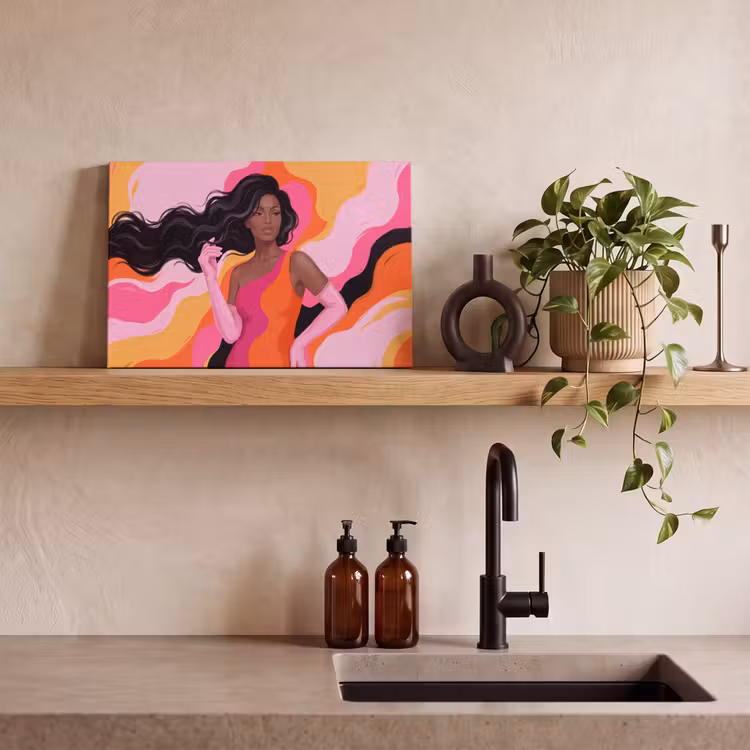 Vrouw - Portret - Kleurrijk - Modern - Kunst canvas 2cm klein -sfeer3