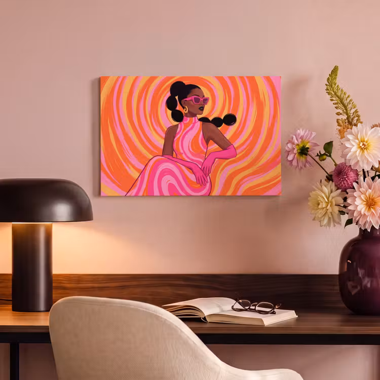 Vrouw - Portret - Kunst - Abstract - Roze canvas 2cm klein -sfeer4