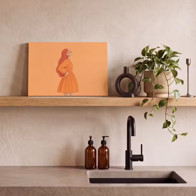 Vrouw - Profiel - Mensen - Modern - Oranje canvas 2cm klein -sfeer3