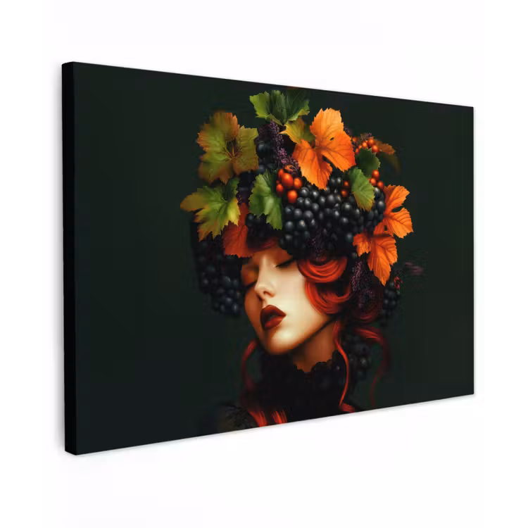 Vrouw - Rood - Groen - Druiven canvas 2cm klein -z3d