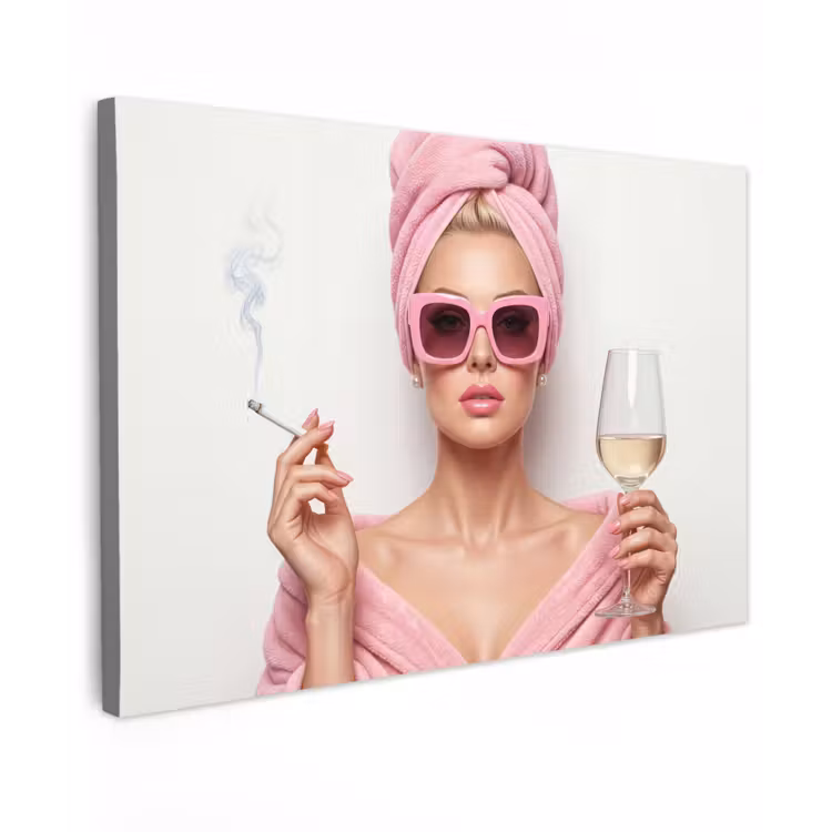 Vrouw - Roze - Wijn - Zonnebril canvas 2cm klein -z3d