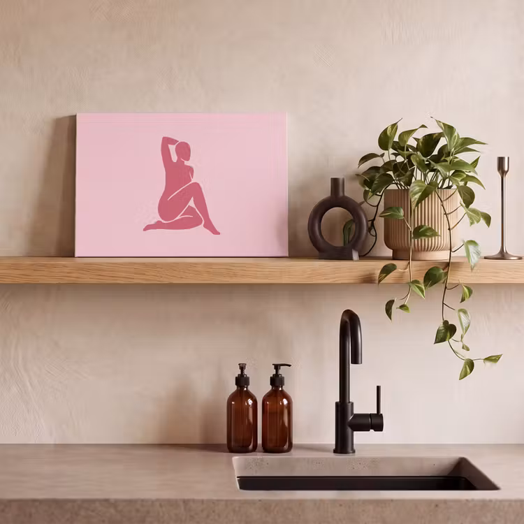 Vrouw - Silhouet - Abstract - Modern - Roze canvas 2cm klein -sfeer3