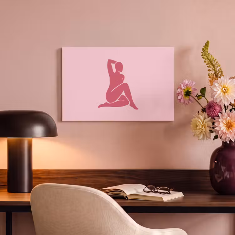 Vrouw - Silhouet - Abstract - Modern - Roze canvas 2cm klein -sfeer4