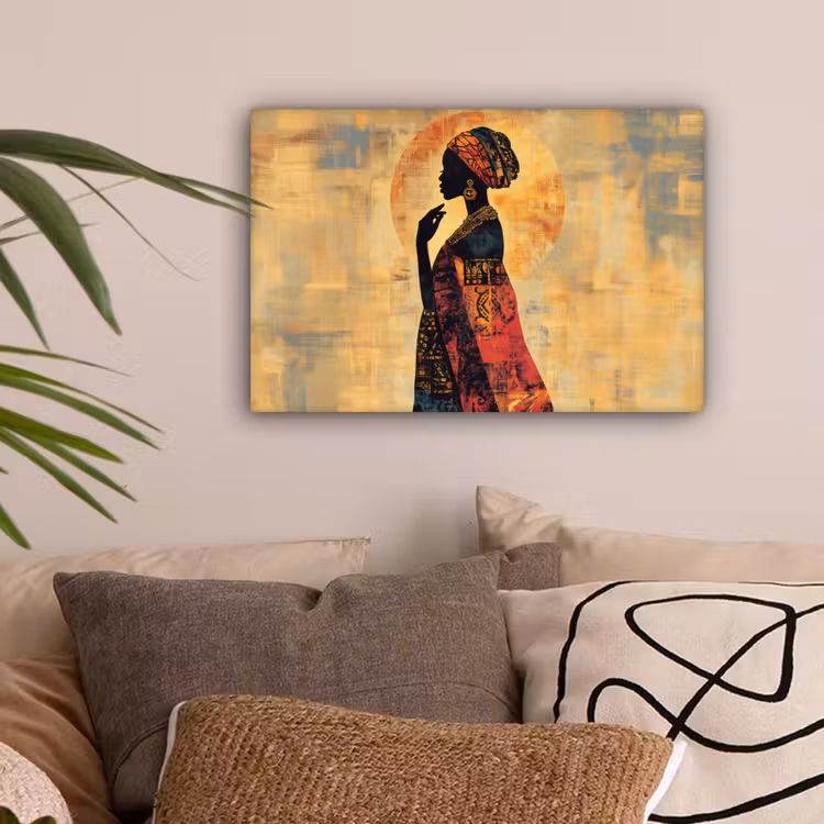 Vrouw - Silhouet - Patronen - Sierlijk canvas 2cm klein -sfeer1