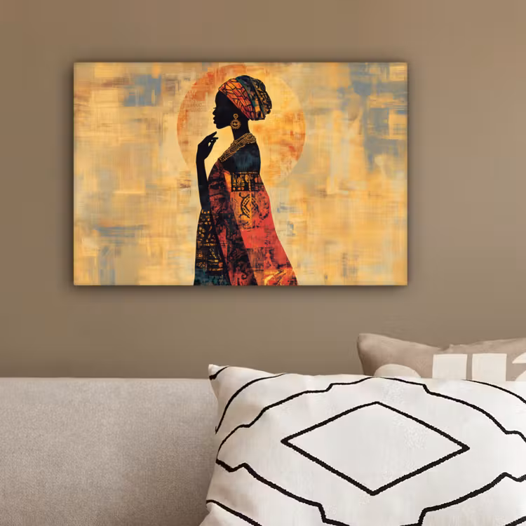 Vrouw - Silhouet - Patronen - Sierlijk canvas 2cm klein -sfeer3