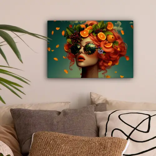 Vrouw - Sinaasappel - Bessen - Oranje canvas 2cm klein -sfeer1