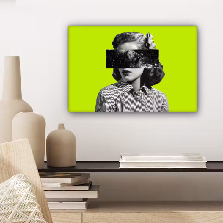 Vrouw - Sterrenhemel - Groen canvas 2cm klein -sfeer6