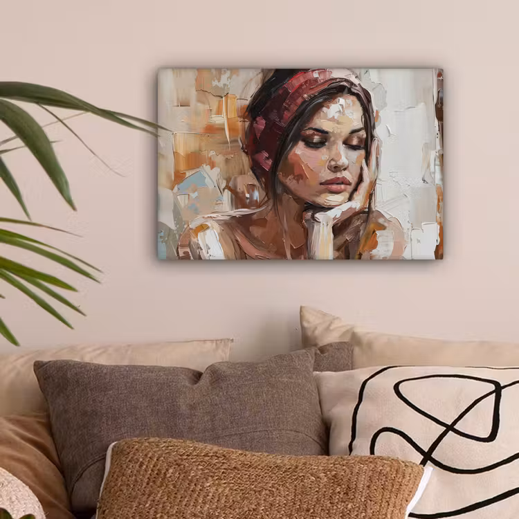 Vrouw - Verflook - Portret - Modern canvas 2cm klein -sfeer1