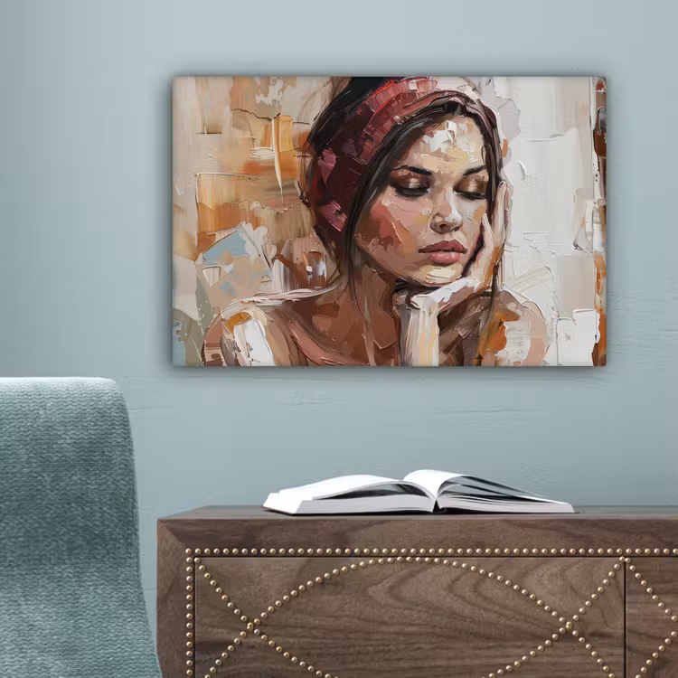 Vrouw - Verflook - Portret - Modern canvas 2cm klein -sfeer4