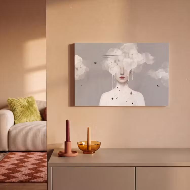 Vrouw - Wolk - Grijs canvas 2cm klein -sfeer1