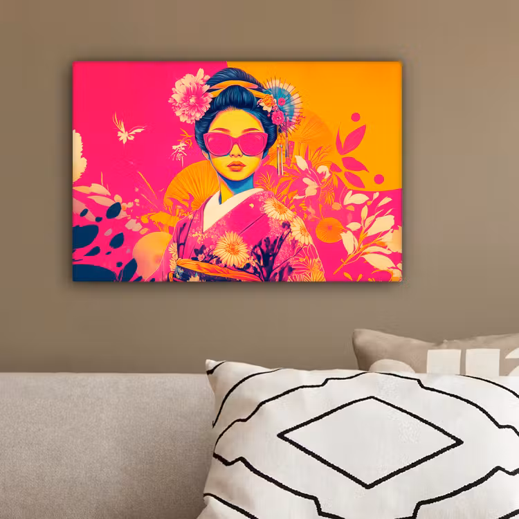 Vrouw - Zonnebril - Abstract - Oranje canvas 2cm klein -sfeer3
