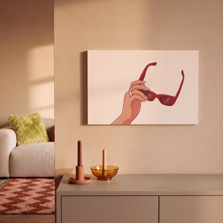 Vrouw - Zonnebril - Mode - Rood - Illustratie canvas 2cm klein -sfeer1