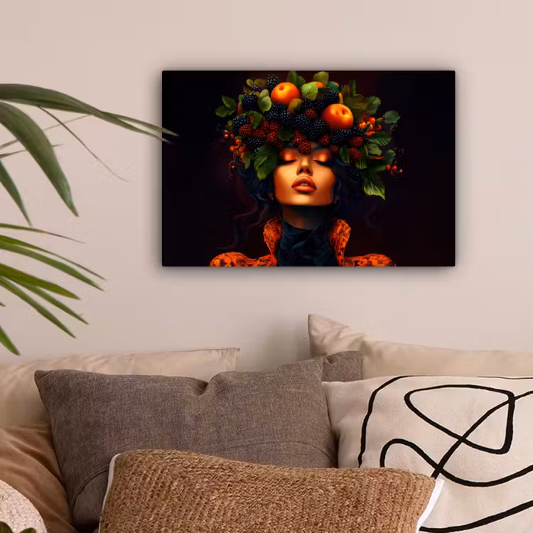 Vrouw - Zwart - Bessen - Bramen - Appels canvas 2cm klein -sfeer1