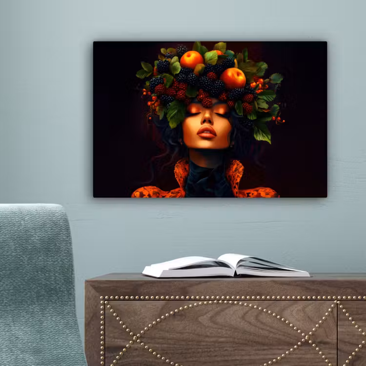 Vrouw - Zwart - Bessen - Bramen - Appels canvas 2cm klein -sfeer4
