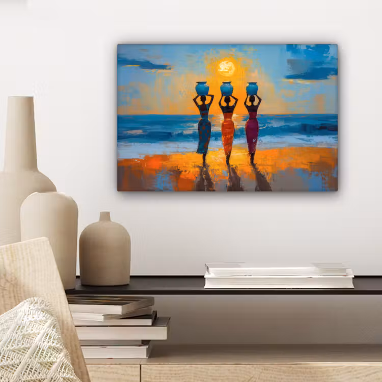 Vrouwen - Strand - Zondsondergang canvas 2cm klein -sfeer6