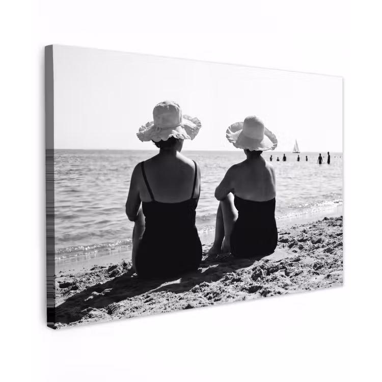 Frauen - Sonnenhut - Strand - Schwarz - Weiß canvas 2cm klein -z3d
