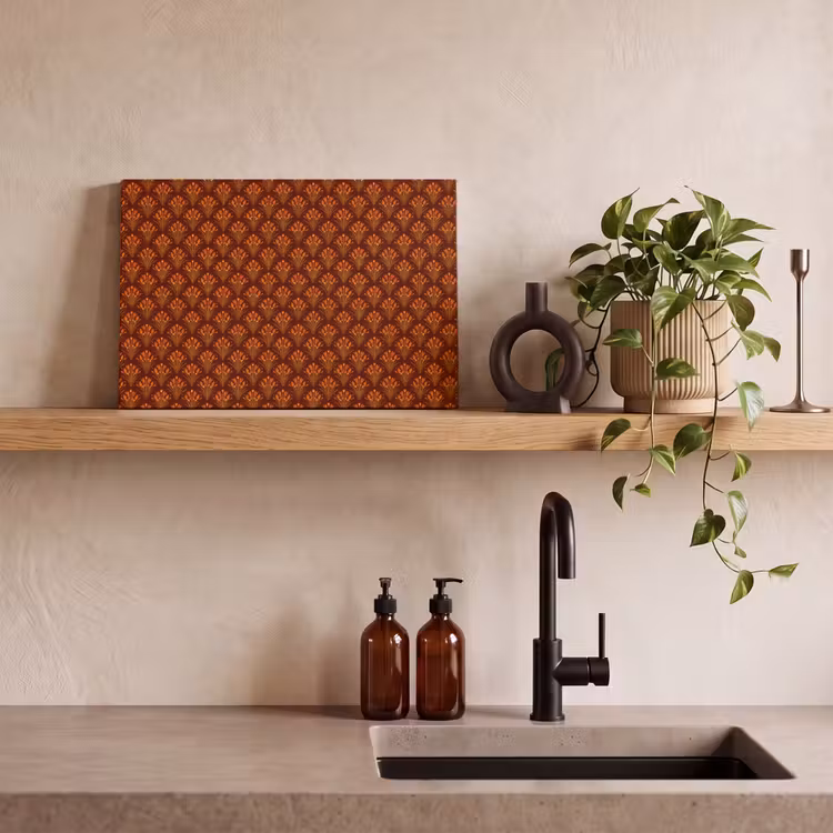 Waaiers - Art Deco - Botanisch - Roestbruin - Oranje canvas 2cm klein 34 -sfeer3