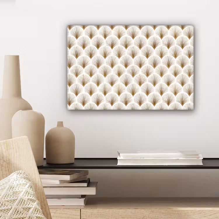Waaiers - Art Deco - Elegant - Goud - Wit canvas 2cm klein 34 -sfeer6