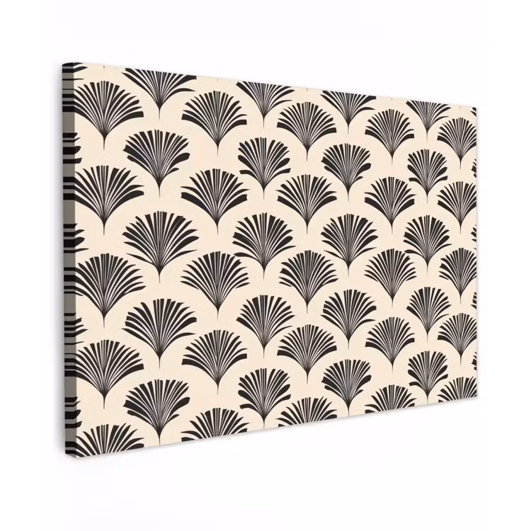Waaiers - Botanisch - Zwart - Beige canvas 2cm klein 34 -z3d
