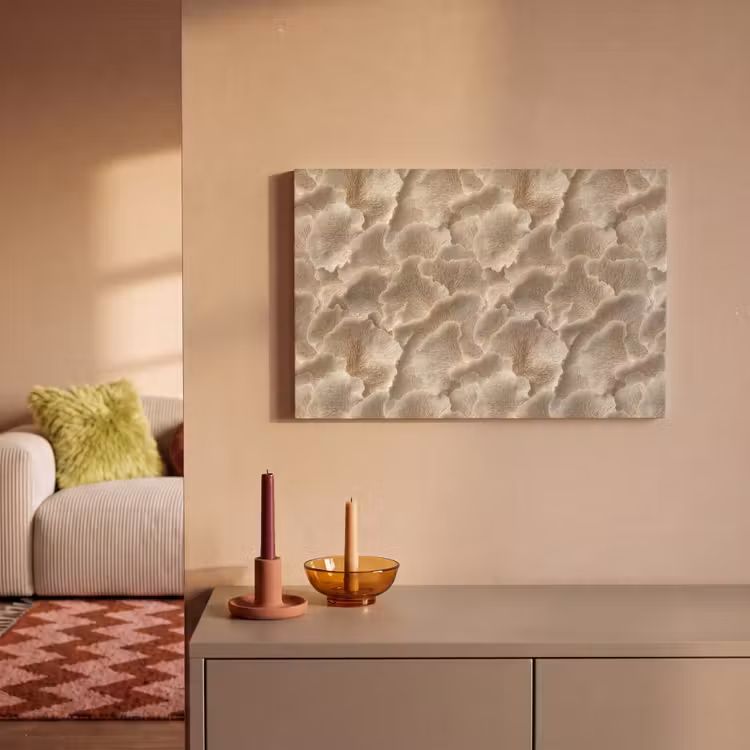 Waaierstructuren - Beige - Vezeltextuur canvas 2cm klein 34 -sfeer1