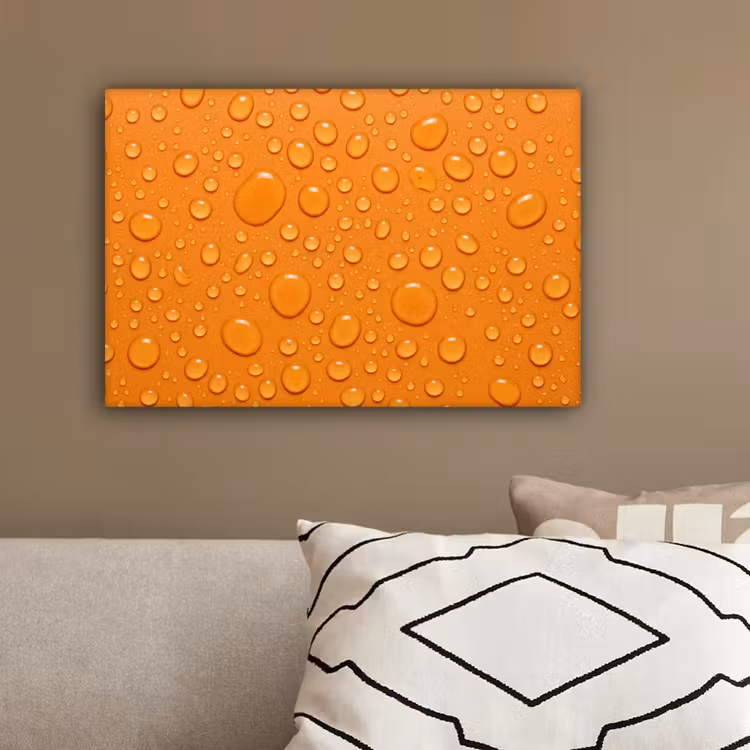 Water - Druppels - Oranje canvas 2cm klein -sfeer3