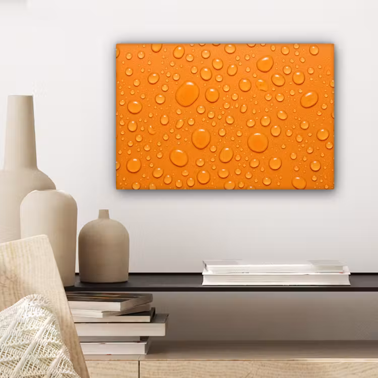 Water - Druppels - Oranje canvas 2cm klein -sfeer6