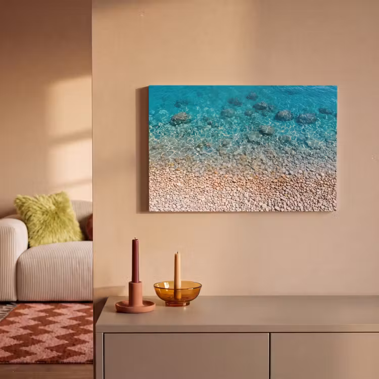 Water - Kiezels - Natuur - Levendig - Turkoois canvas 2cm klein -sfeer1