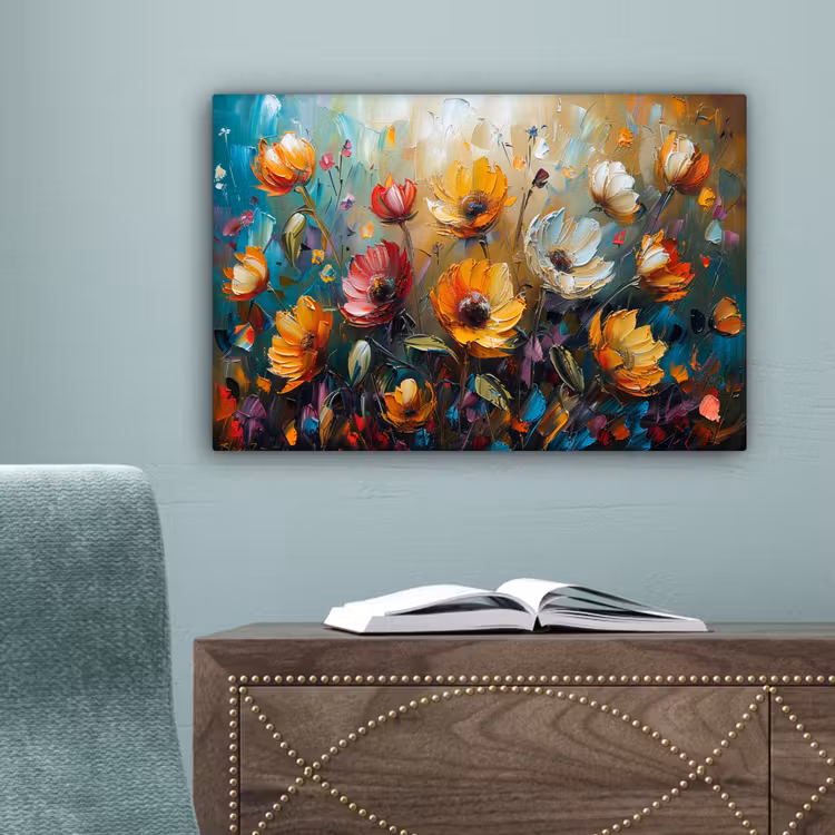 Watercolor - Bloemen - Kunst - Modern canvas 2cm klein -sfeer4