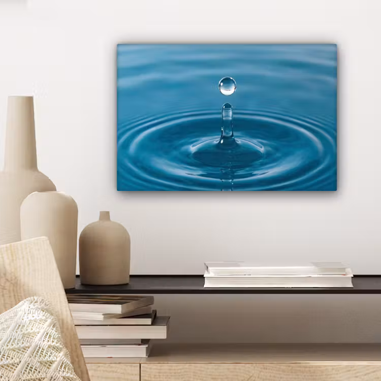 Waterdruppel - Water - Oppervlakte canvas 2cm klein -sfeer6