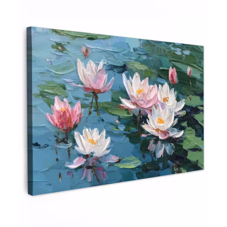 Waterlelies - Bloemen - Roze - Water canvas 2cm klein -z3d