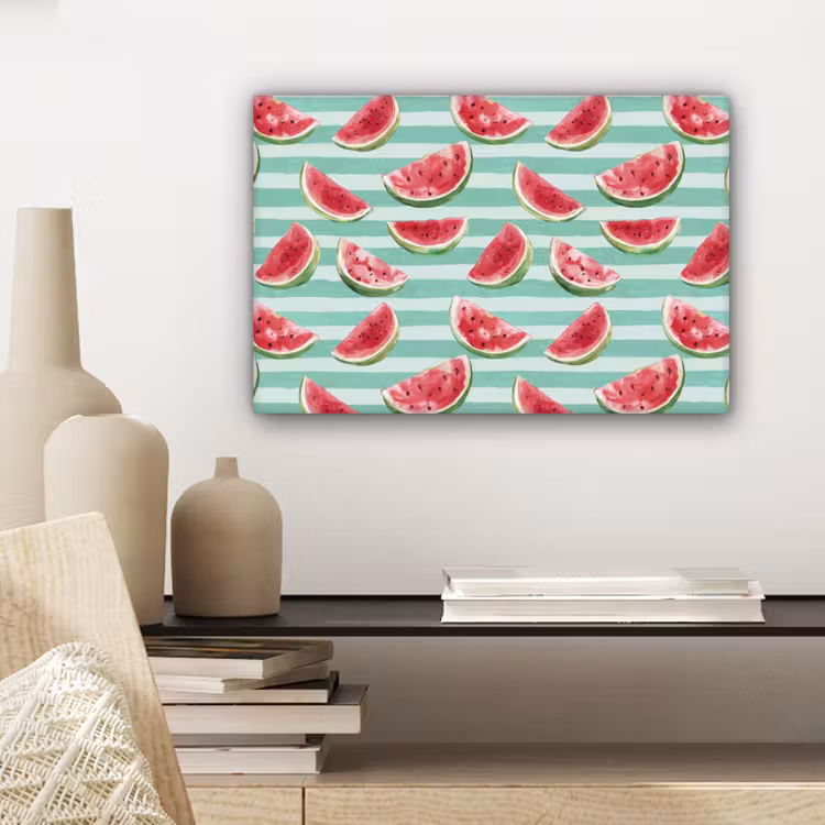 Watermeloen - Strepen - Groen canvas 2cm klein 34 -sfeer6