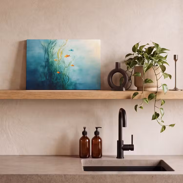 Waterplanten - Vissen - Kleurrijk - Water canvas 2cm klein -sfeer3