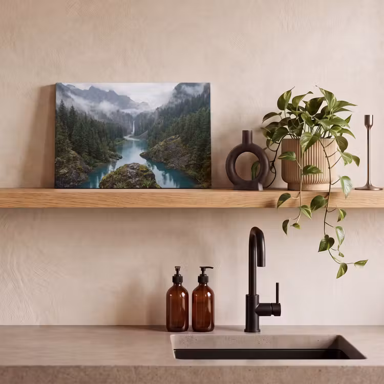 Waterval - Bomen - Bergen canvas 2cm klein -sfeer3