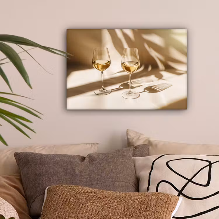 Wijn - Wijnglazen - Wit canvas 2cm klein -sfeer1
