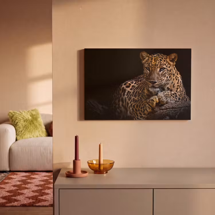 Wilde dieren - Panter - Portret - Zwart - Dieren canvas 2cm klein -sfeer1