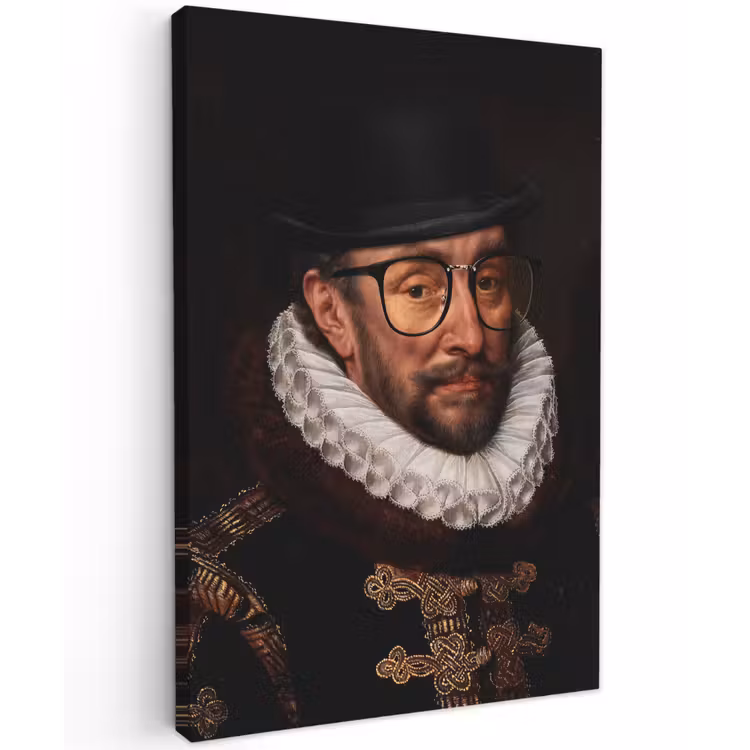 Willem van Oranje - Adriaen Thomasz - Bril canvas 2cm klein -z3d