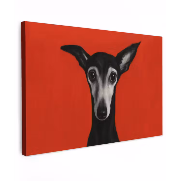 Windhond - Minimalistisch - Rood canvas 2cm klein -z3d