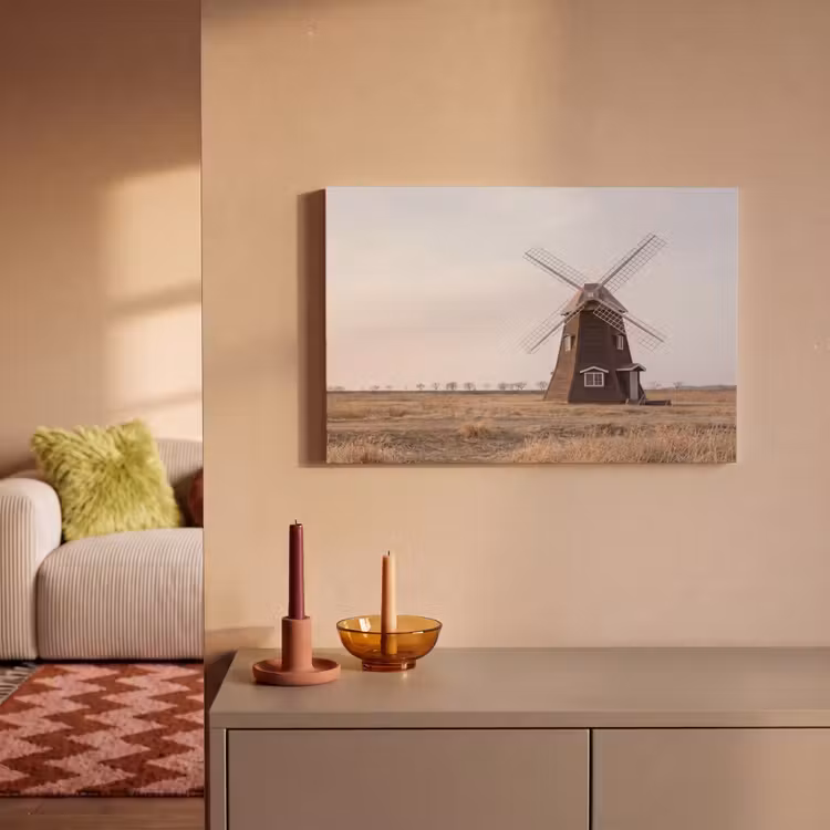 Windmolens - Landschap - Veld canvas 2cm klein -sfeer1