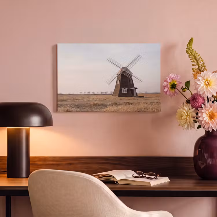 Windmolens - Landschap - Veld canvas 2cm klein -sfeer4