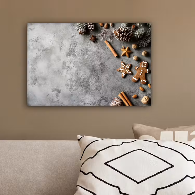 Winter - Kerst - Beton - Dennenappels canvas 2cm klein -sfeer3
