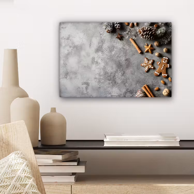 Winter - Kerst - Beton - Dennenappels canvas 2cm klein -sfeer6
